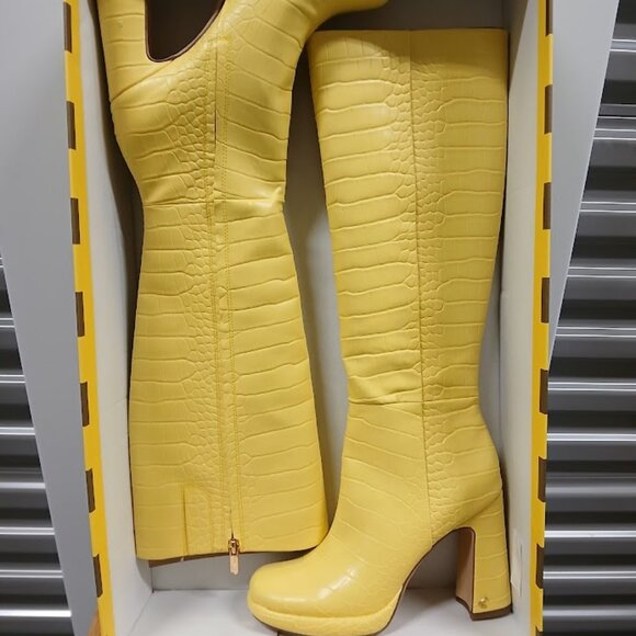 CIRCUS BY SAM EDELMAN Freda High Shaft Boot size 7.5 Stunning Yellow NEW - Picture 3 of 8